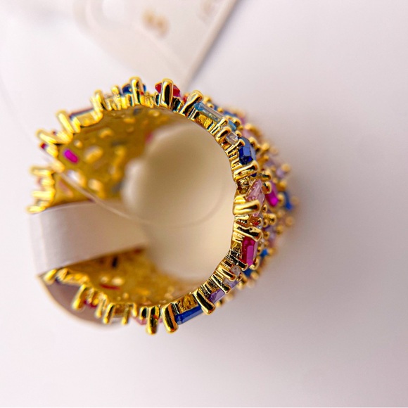 Sahira Stacie Rainbow Baguette Gold Plated Ring. Size 6. - Picture 5 of 7
